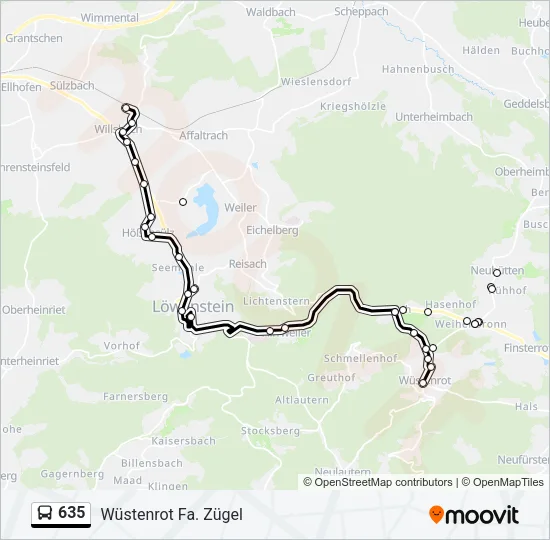 635 Bus Line Map