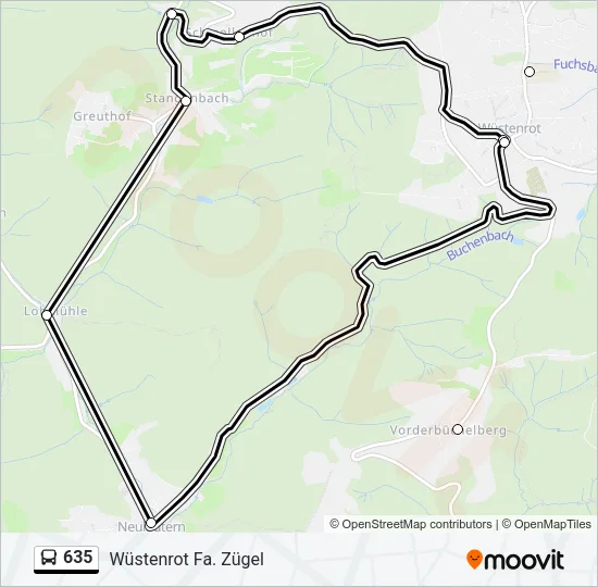 635 Bus Line Map