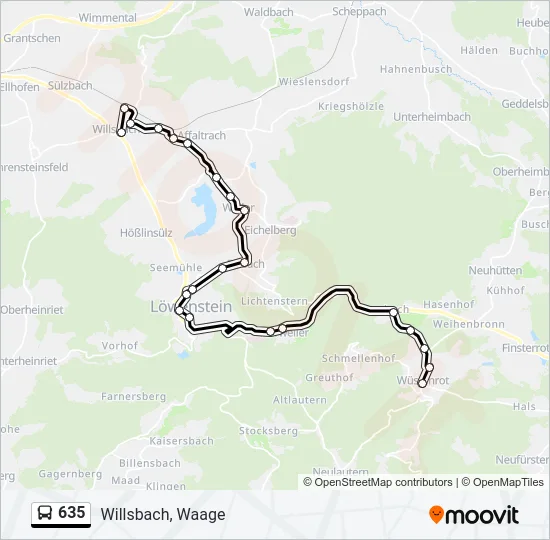 635 Bus Line Map
