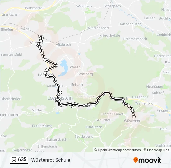 635 Bus Line Map