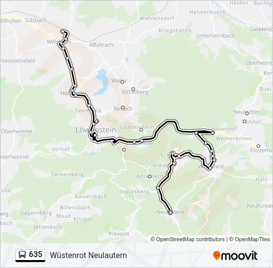 635 Bus Line Map