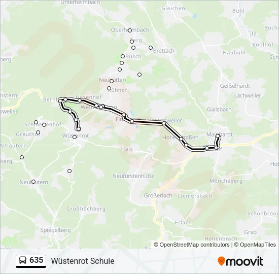 635 Bus Line Map