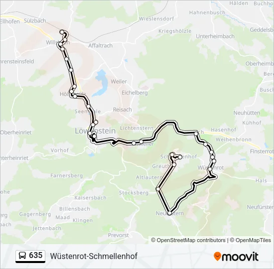 635 Bus Line Map