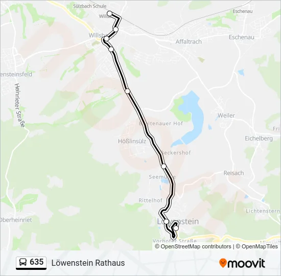 635 Bus Line Map