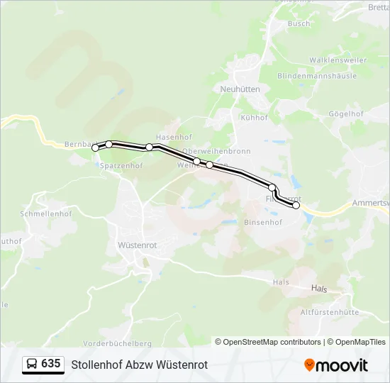 635 Bus Line Map