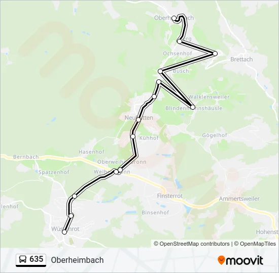 635 Bus Line Map