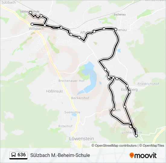 636 Bus Line Map