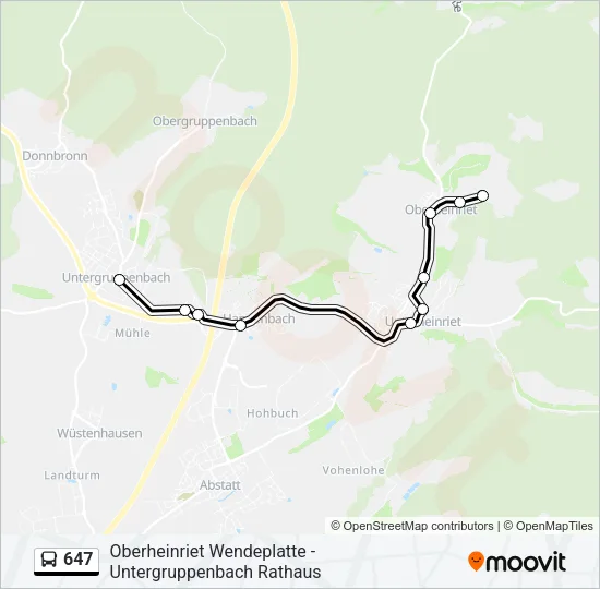 647 Bus Line Map