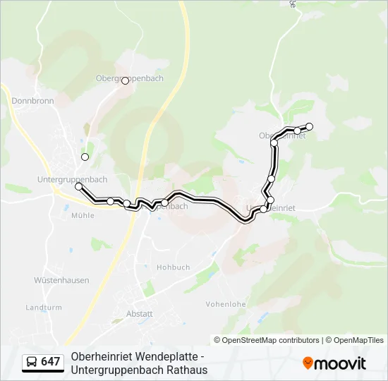 647 Bus Line Map