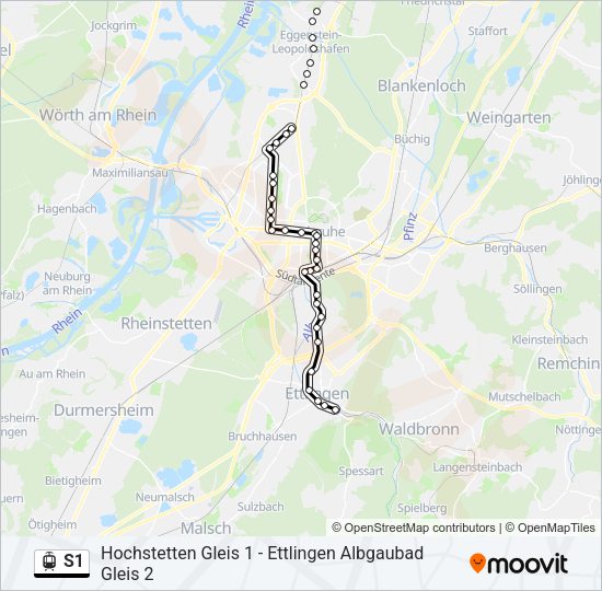Straßenbahnlinie S1 Karte