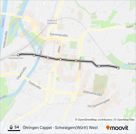 s4 Route Fahrpläne, Haltestellen & Karten Heilbronn Hbf/WillyBrandt