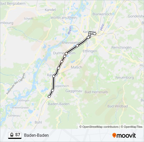 Трамвай S7: карта маршрута