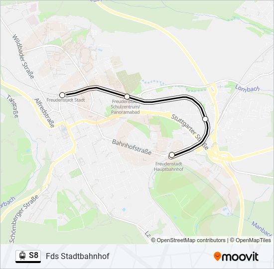 Трамвай S8: карта маршрута