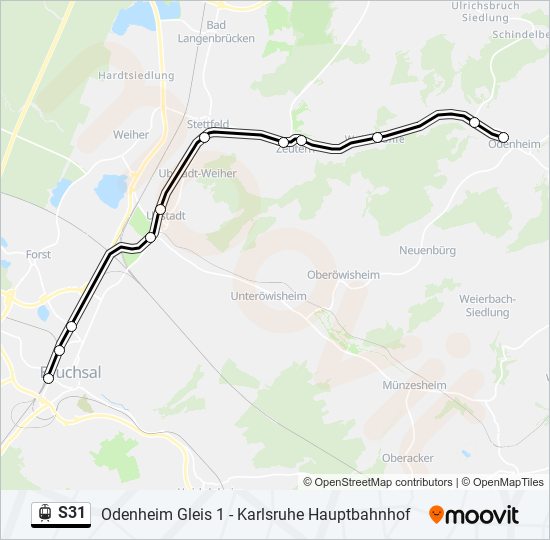 Трамвай S31: карта маршрута