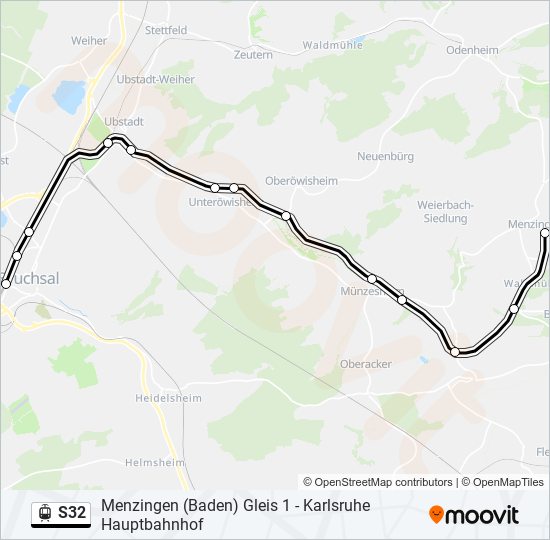 Трамвай S32: карта маршрута