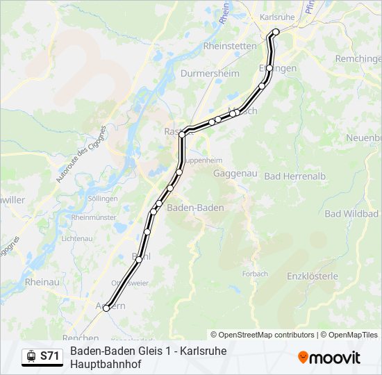 Трамвай S71: карта маршрута