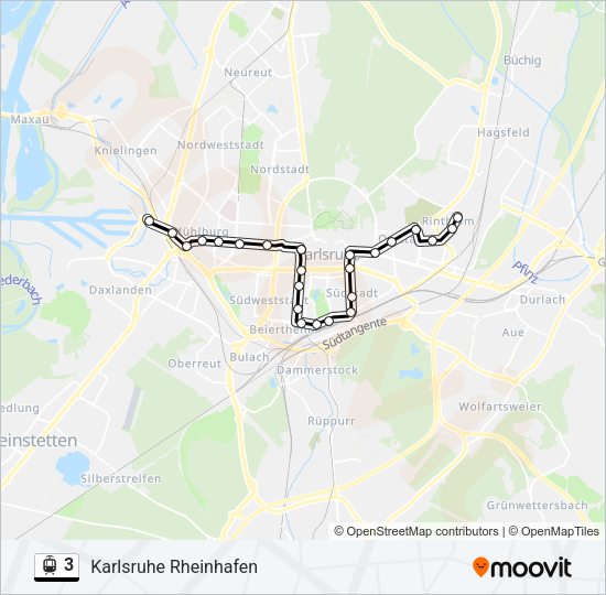 Трамвай 3: карта маршрута
