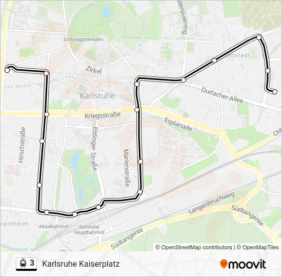 Трамвай 3: карта маршрута