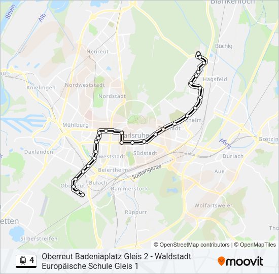 Straßenbahnlinie 4 Karte