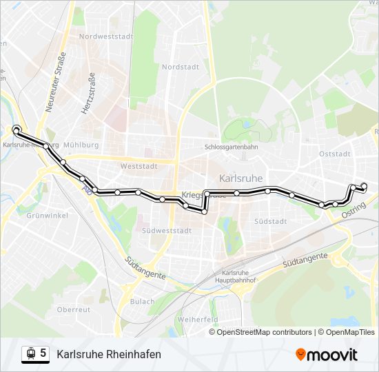 Straßenbahnlinie 5 Karte