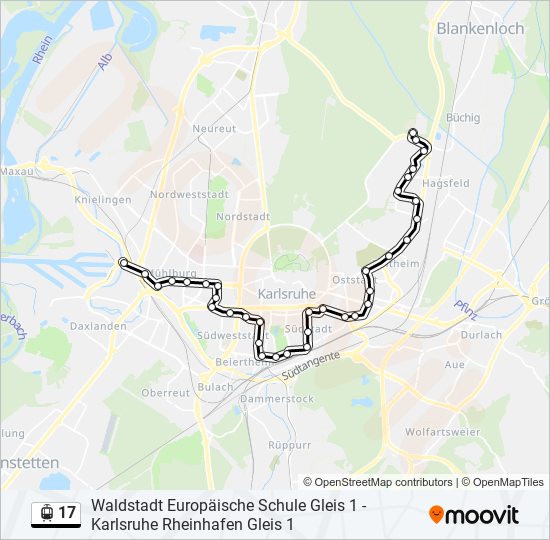 Трамвай 17: карта маршрута
