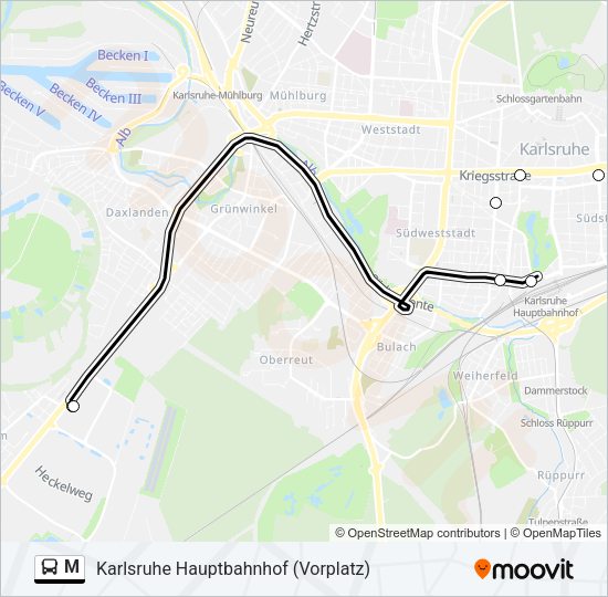Автобус M: карта маршрута
