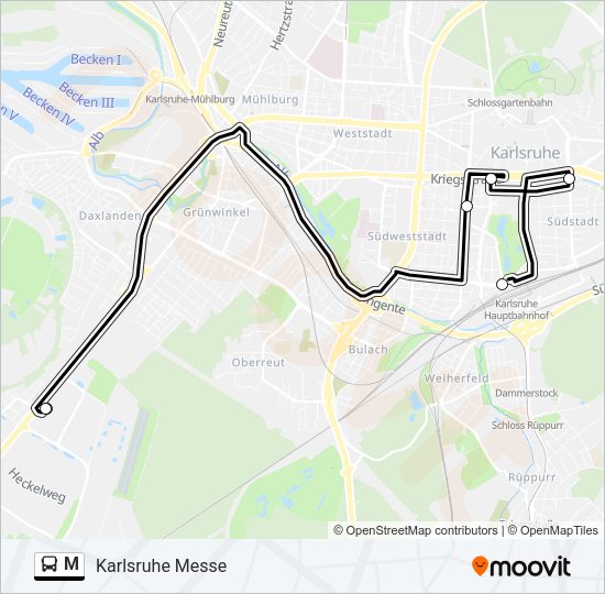 Автобус M: карта маршрута