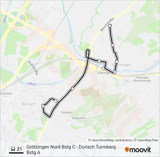 21 Bus Line Map