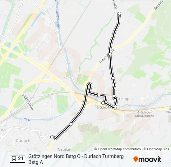 21 Bus Line Map