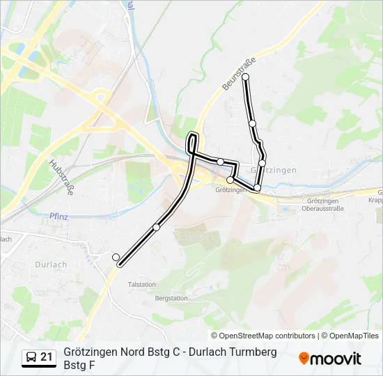 21 Bus Line Map