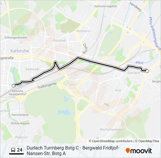 24 Route: Fahrpläne, Haltestellen & Karten - Karlsruhe Hauptbahnhof ...