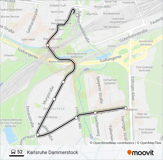 52 Bus Line Map