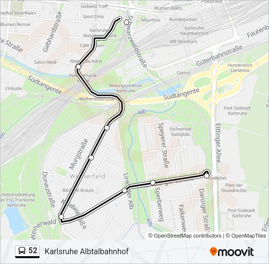 Автобус 52: карта маршрута