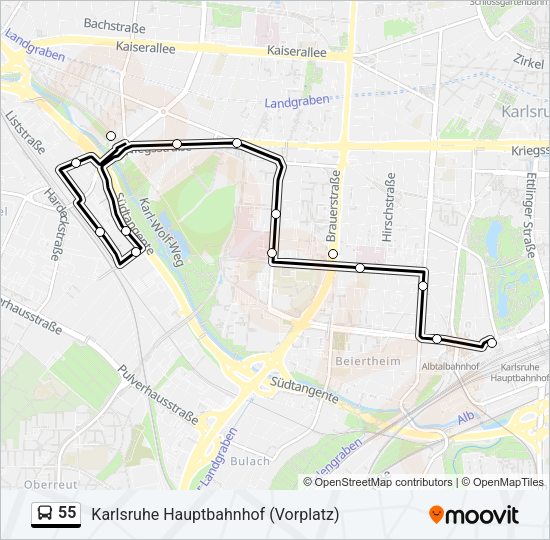 Автобус 55: карта маршрута