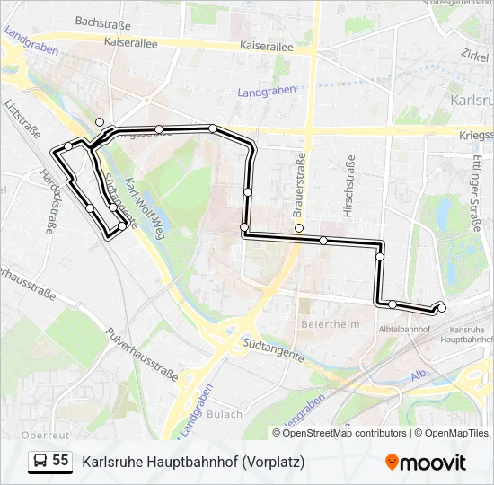 55 Bus Line Map