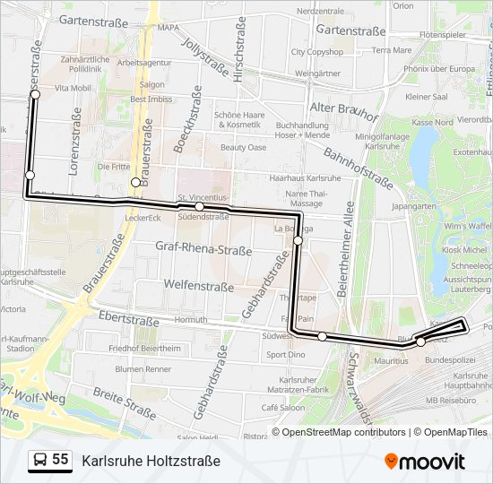 Автобус 55: карта маршрута