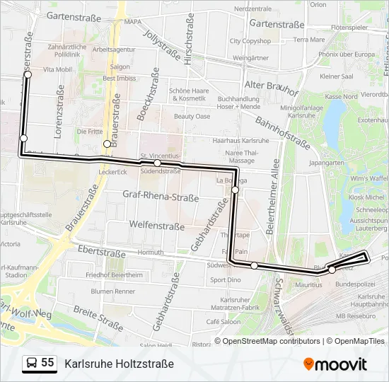55 Bus Line Map