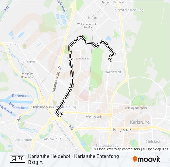 Автобус 70: карта маршрута