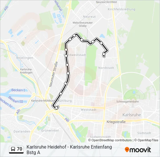 Автобус 70: карта маршрута