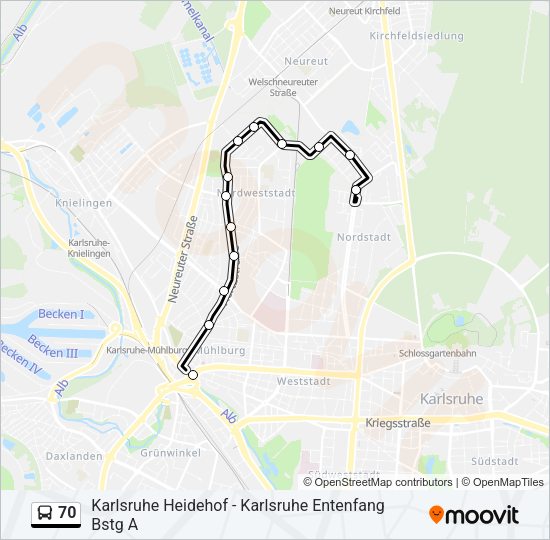Автобус 70: карта маршрута