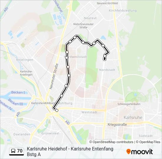 Buslinie 70 Karte
