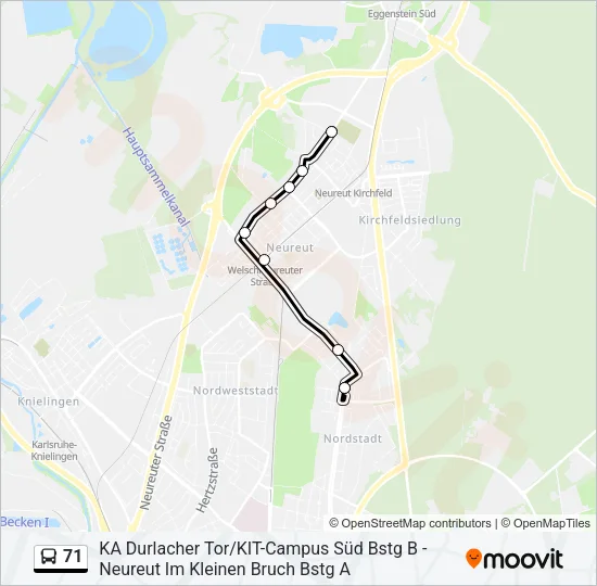 71 Bus Line Map