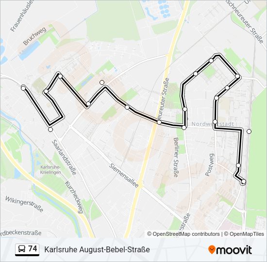 Автобус 74: карта маршрута