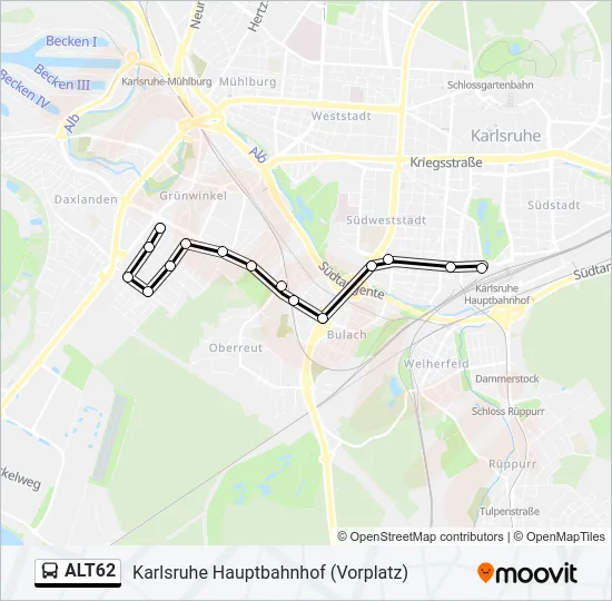 ALT62 Bus Line Map