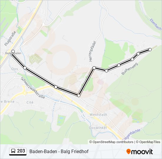 203 bus Line Map