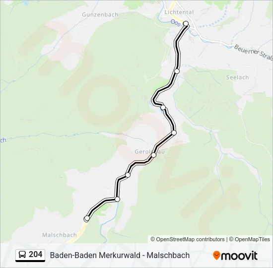 204 Bus Line Map