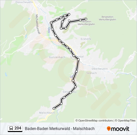 Buslinie 204 Karte