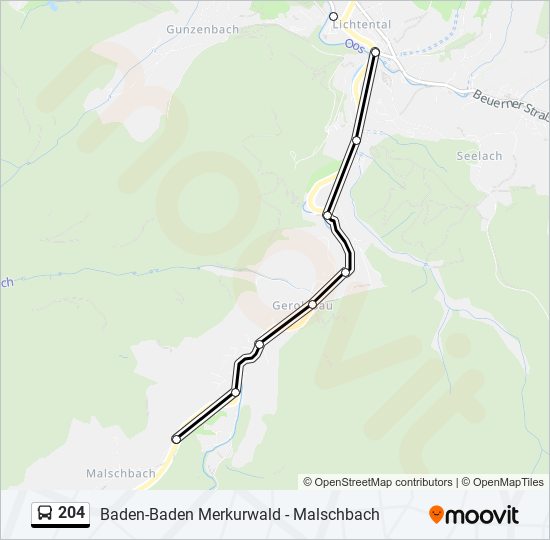 204 bus Line Map