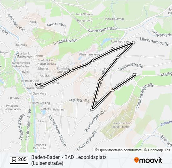 205 bus Line Map