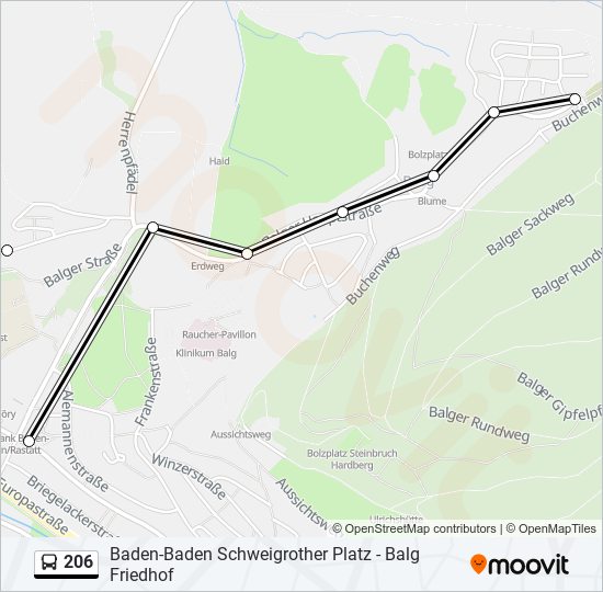 206 bus Line Map